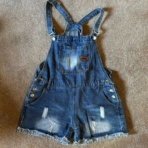 jean short overalls